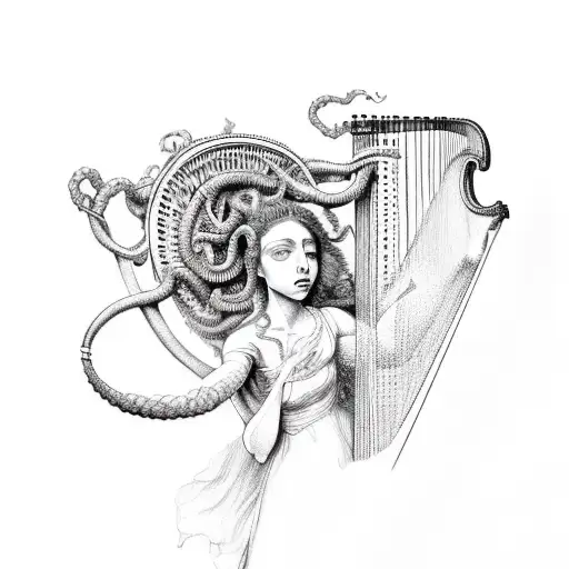 Medusa Playing A Harp