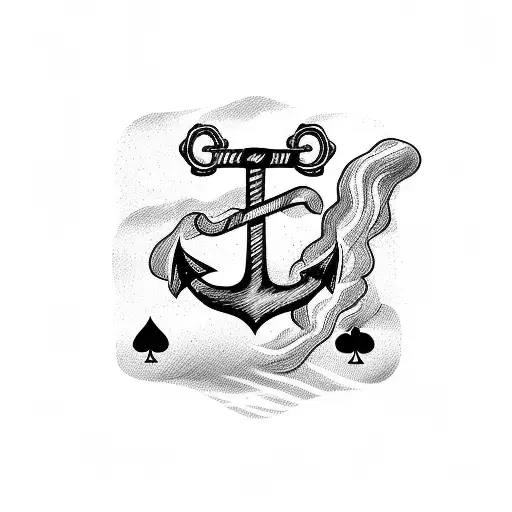 Poker Card With Anchor And Smoke Traveling And Ocean