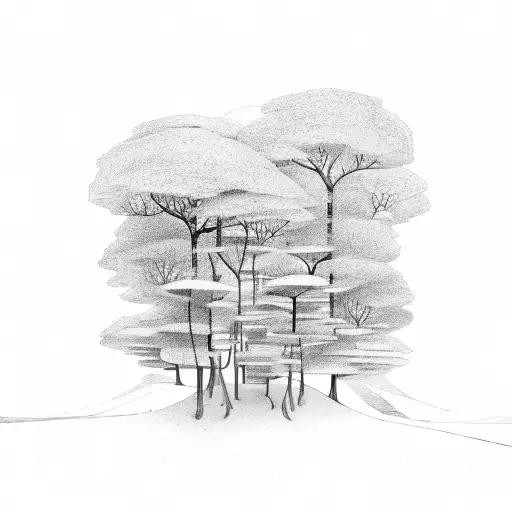 An Abstract Representation Of The Laws Of Physics Blended With A Forest Landscape