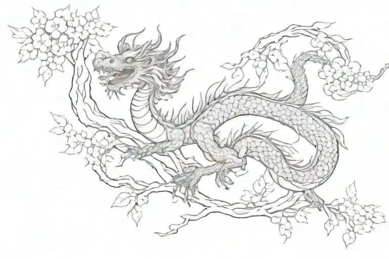 Japanese Cherry Tree Dragon Flying