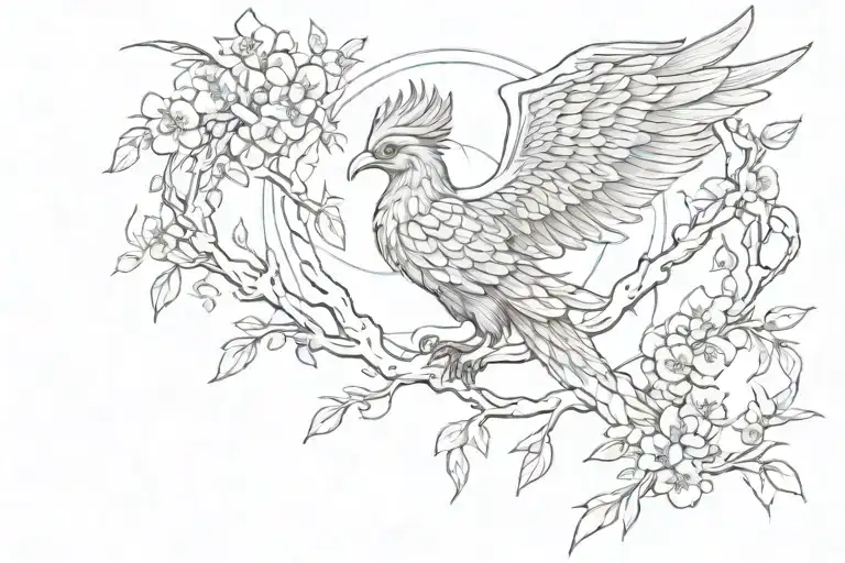 Japanese Cherry Tree Phoenix With Wings