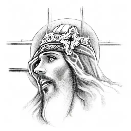 Jesus Reaching Out To The Cross Wearing His Crown