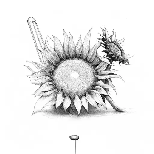 A Gavel Intertwined With A Sunflower Stem