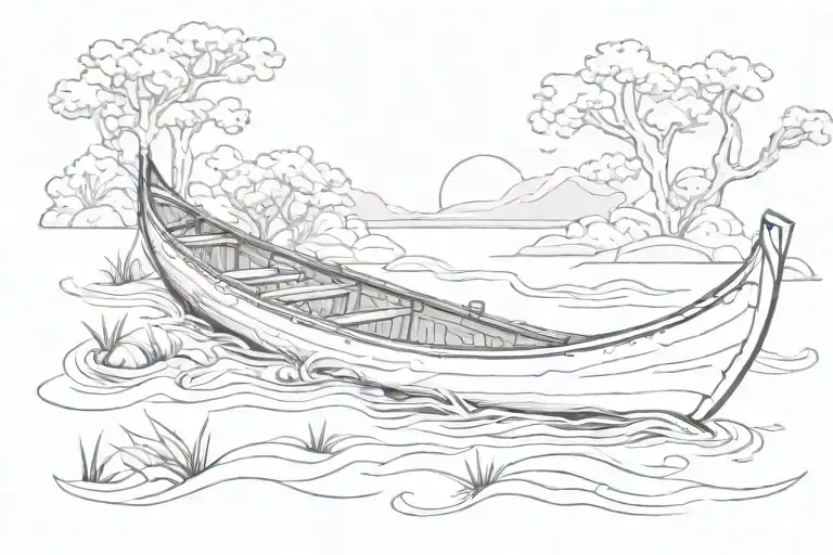 Canoe In Water No Paddle