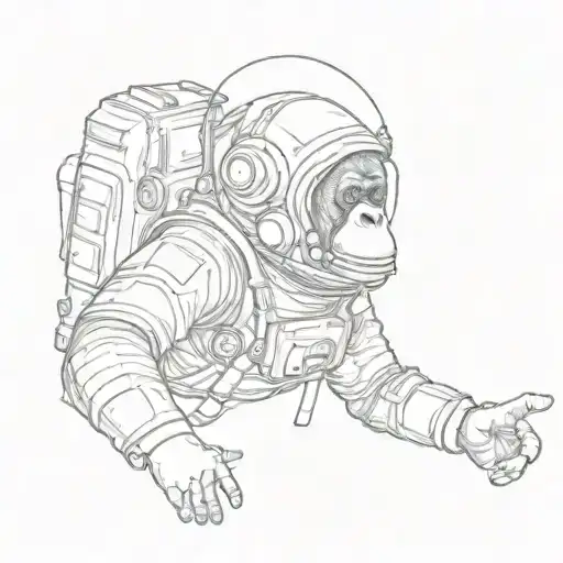 Orangutan Astronaut Throwing Horns