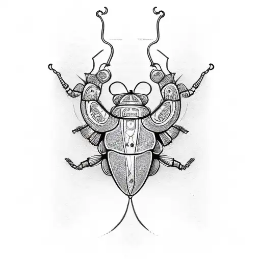 Neck Tattoo Beetle Line Art