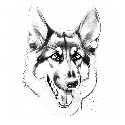 German Shepherd Alert In The Woods