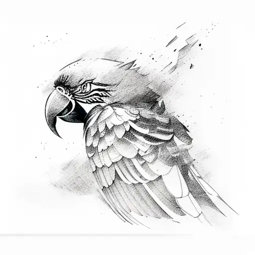 Waterfall With Macaw