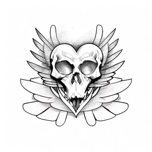 Heart With Skull And Wing