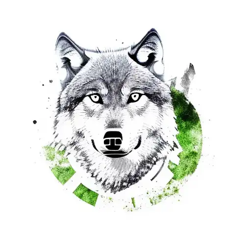 The Skyline Of Bucharest With A Wolf Silhouette And A Green Coffee Cup In The Foreground