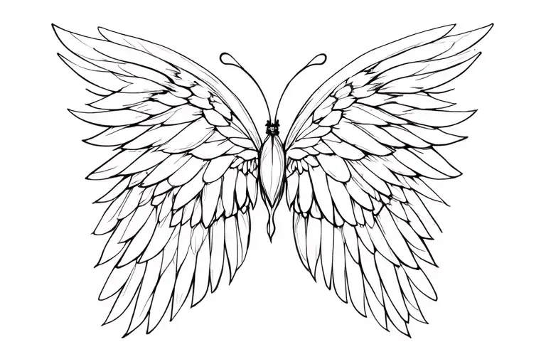 Half Angel Wing Half Butterfly Wings