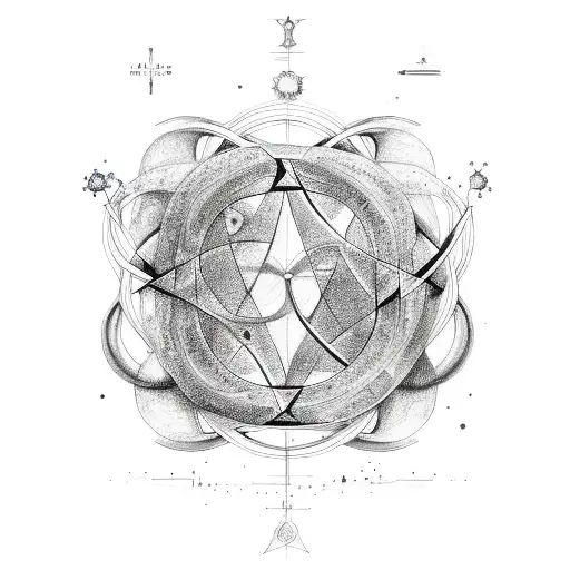 A Detailed Sketch Of A Psychology Symbol Entwined With The Gemini Constellation