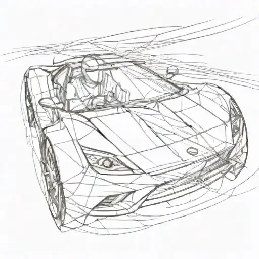 A Sketch Of A Person Enjoying The Thrill Of Speed In A Fast Car With Dynamic Lines And Patterns
