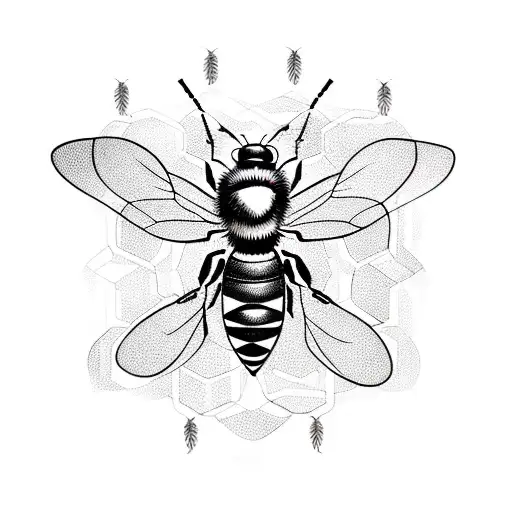 A Tatoo Of A Bee With Circuit Board Patterns And Musical Note Antennae