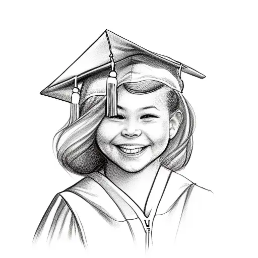 A Sketch-style Portrait Of Your Daughter Wearing A Graduation Cap
