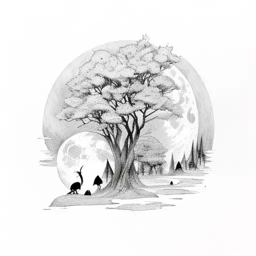 Books With Moon And Forest