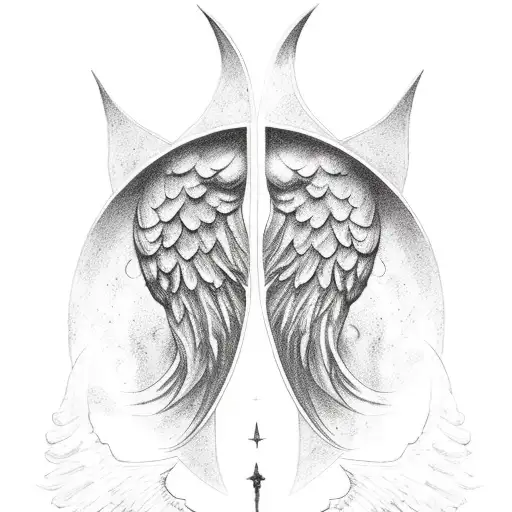 Crescent Moon Add Baby Foot Print With Angel Wings