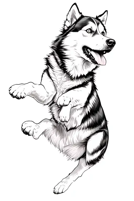 Husky Dog Jumping