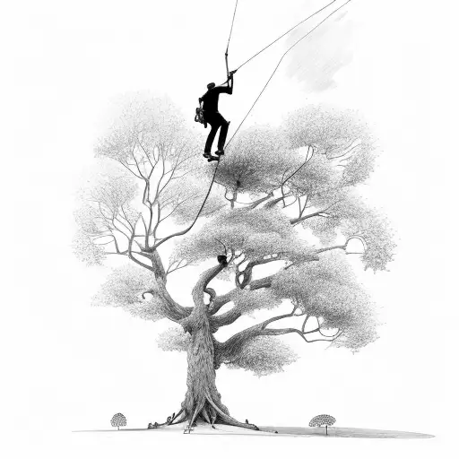 An Arborist Climbing A Tree