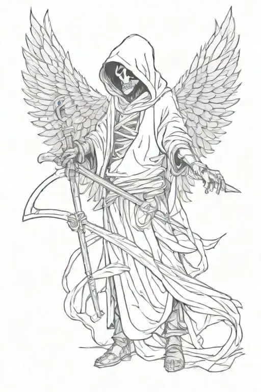 Death With A Scythe In A Hood And Wings