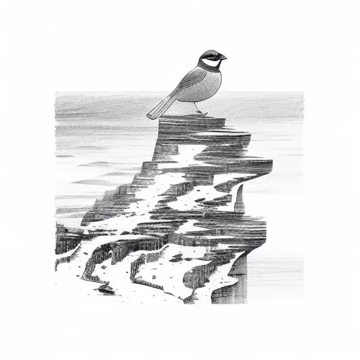 Bird On Cliff Overlooking Water