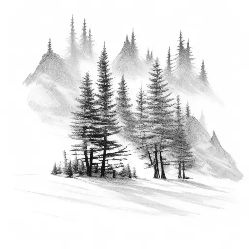 Mountain Pine Trees Stream For Upper Arm