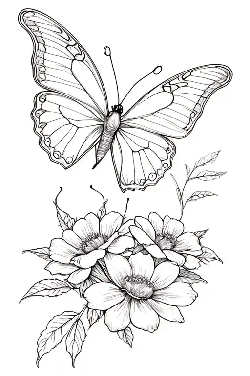 Butterfly With Flowers For Mom Passing
