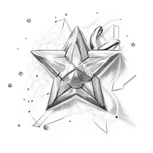 Basic Star Outline Connected With Necklace Of Beads