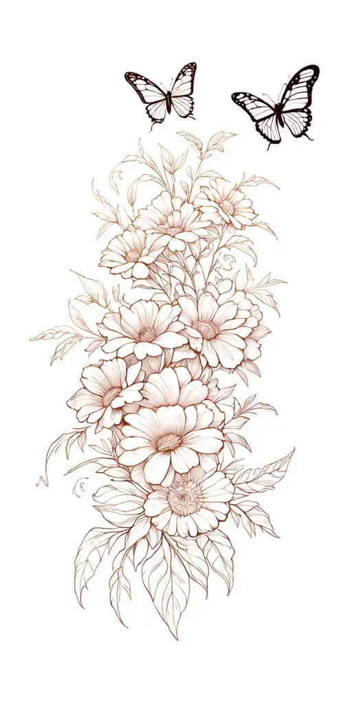 Flowers With Butterflies And The Leo Zodiac Sign