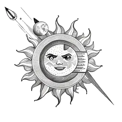 Sun And Moon With A Rocket