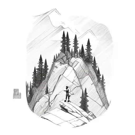 Hiker Standing On A Cliff Overlooking A Vast Forest