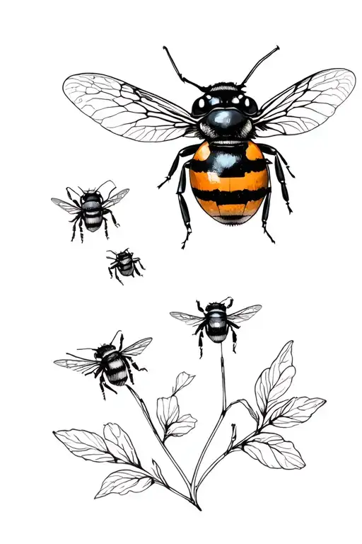 Ladybird And Bumblebee Fine Art