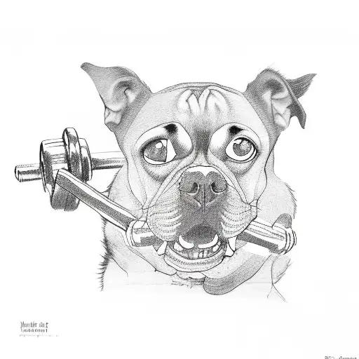 Dog Lifting Weights In A Gym