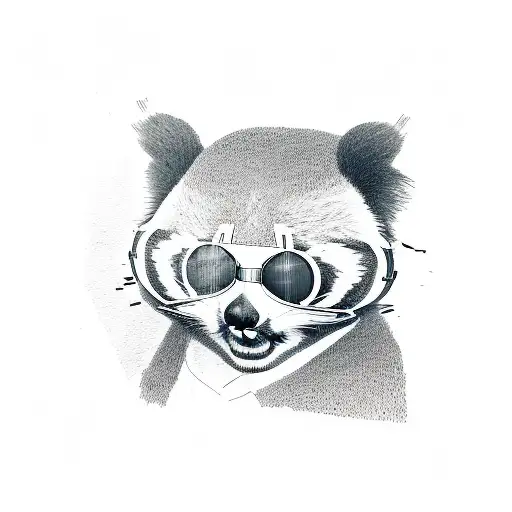 Simple Line Work Of A Red Panda With Sunglasses