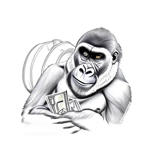 Gorilla Holding A Bag Full Of Money