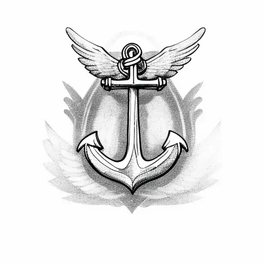 Anchor With Wings And A Flower