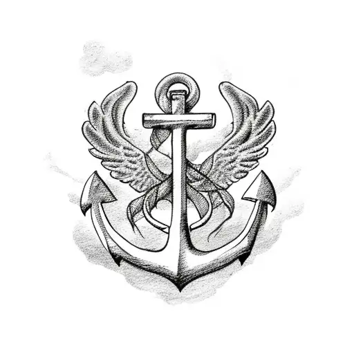 Anchor With Wings And A Rose
