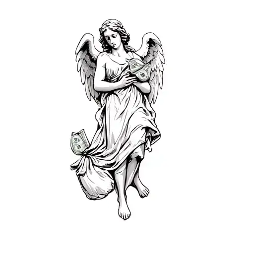 An Angel Holding A Bag Of Money