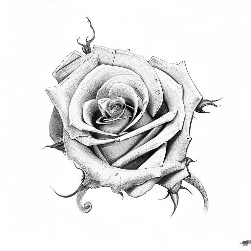 Roses And A Snake Wrapped Around A Sword