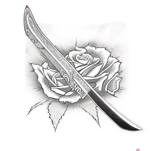Katana Japanese Sword Wit A Little Bit Rose