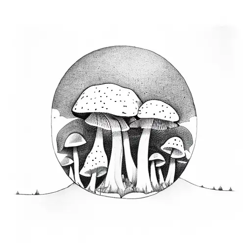 A Mystical Forest With Mushroom-shaped Mineshafts And Bats Flying Overhead
