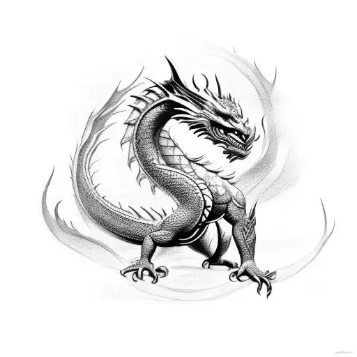 An Intricate Design Of A Dragon Intertwined With A Bodybuilder's Muscular Physique