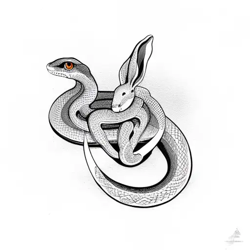 Snake With A Rabbit Which Has A Knife