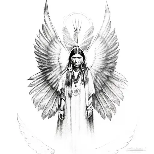 Simple Native American With Angel Wings And A Halo