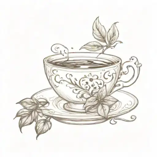 An Intricate Coffee Bean Plant Winding Its Way Around A Vintage Teacup