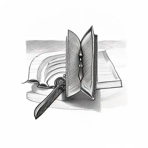 A Sketch Of A Sword Piercing Through A Book Of Knowledge