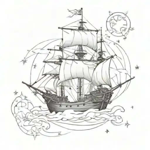 Pirate Ship Diamonds Stars Forming The Shape