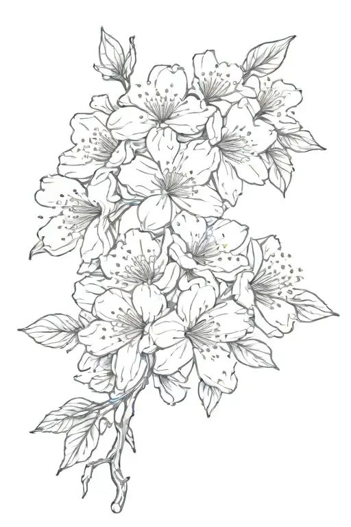 Cherry Blossoms Connected By Dainty Lines