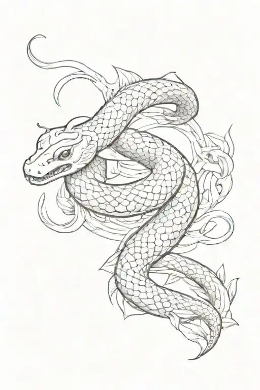 Japan Snake With Koi Carp