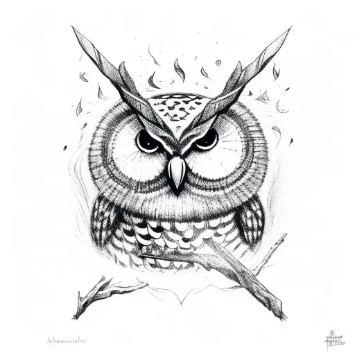 Owl Holding Fire Axe